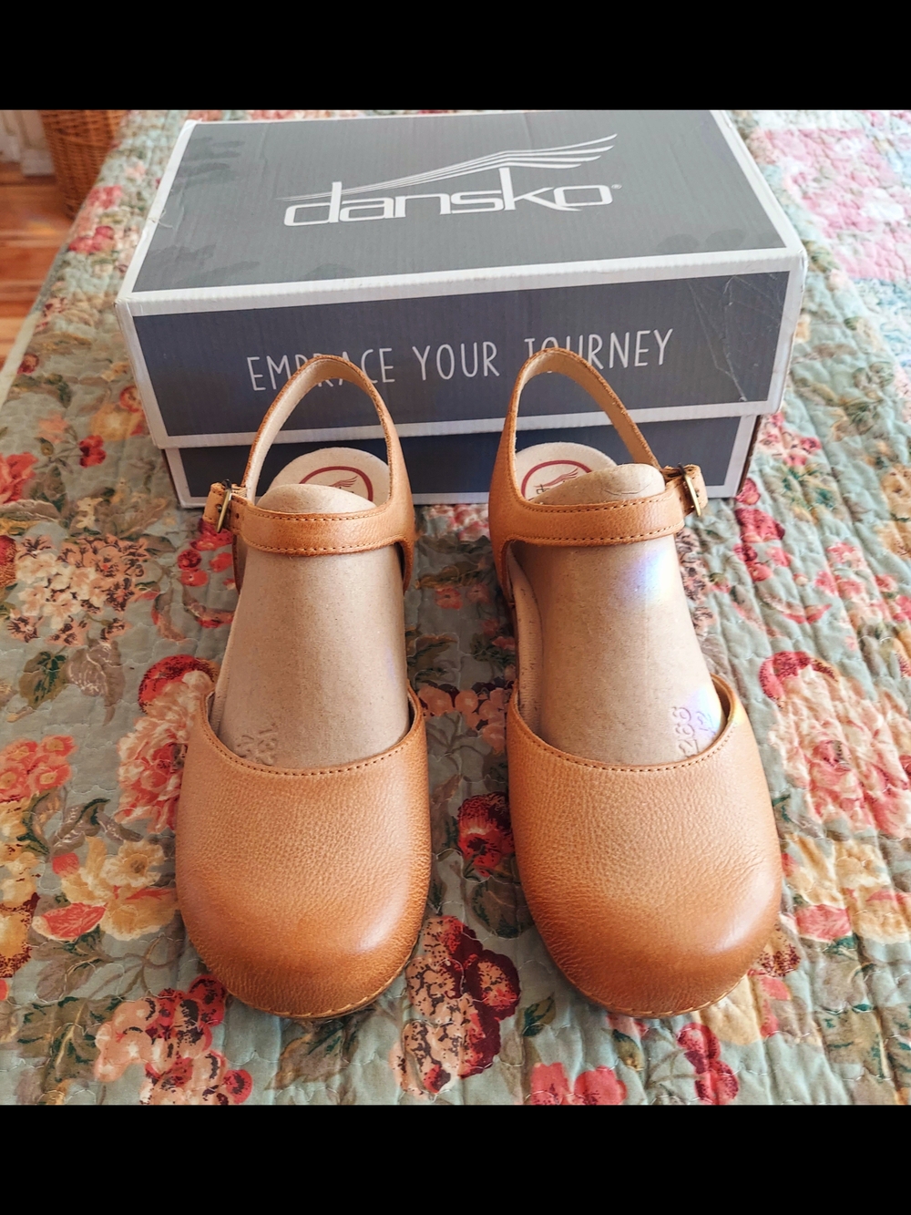 Dansko SAM Cognac Leather Slingback Clogs